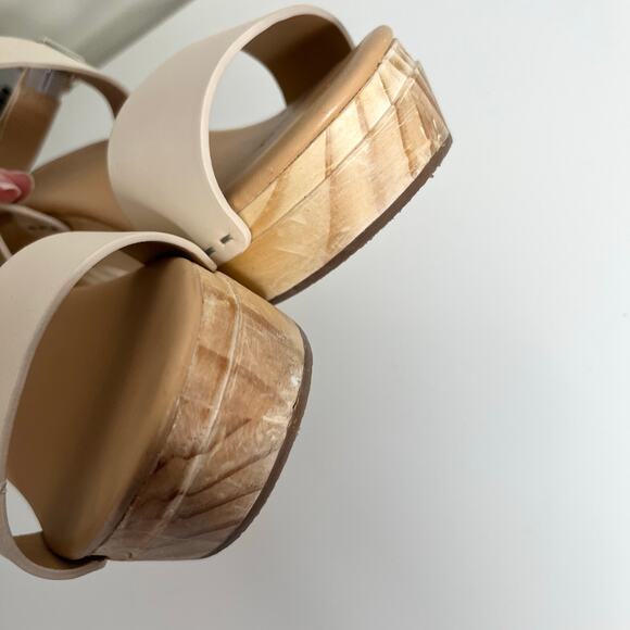 Nisolo All Day Open Clog Sandal Womens 8 Ivory Bone Wood Leather - Picture 7 of 12